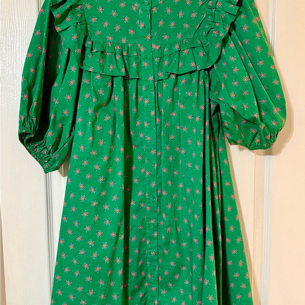 Elegant Green Floral Midi Dress